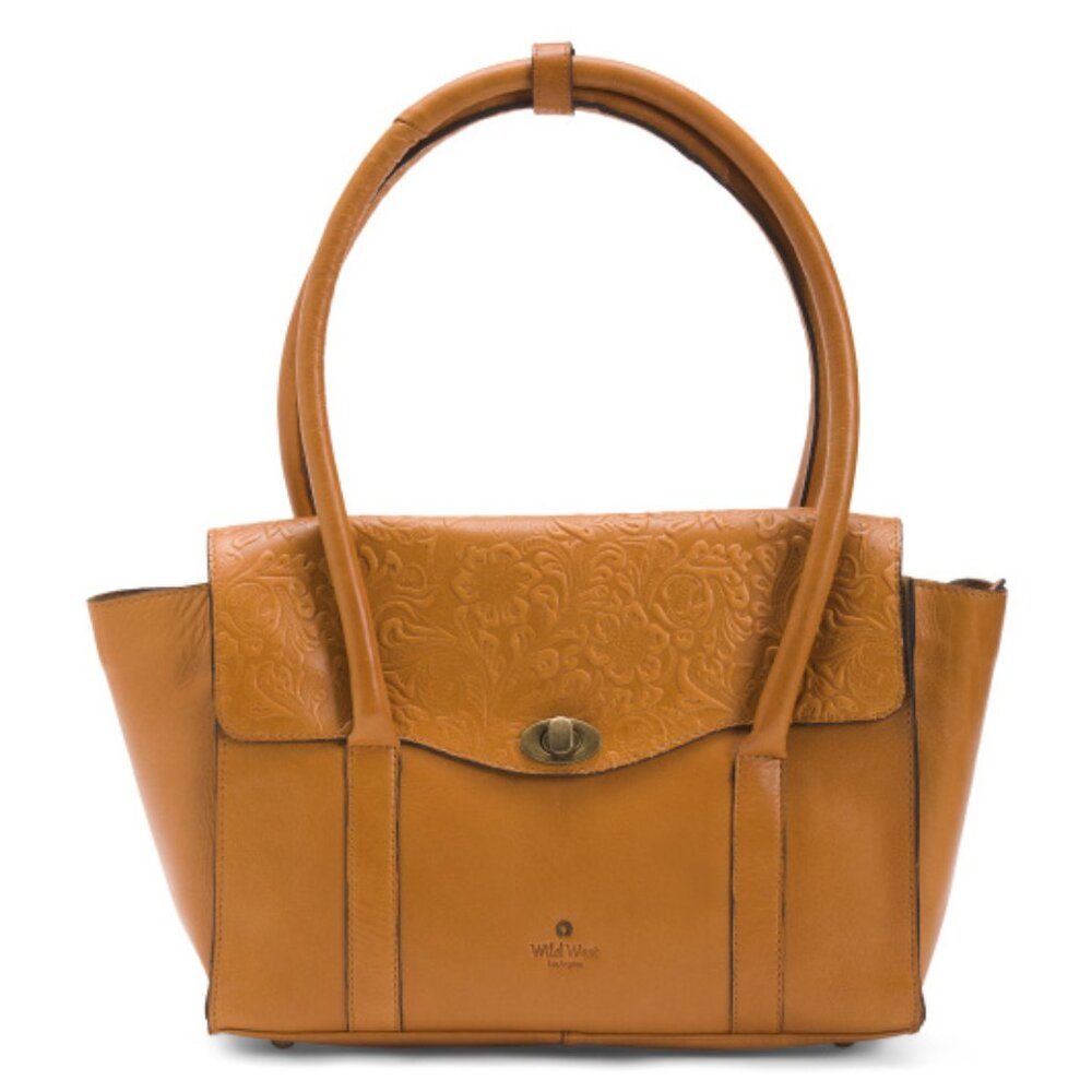 WILD WEST Leather Flap Turnlock Tote